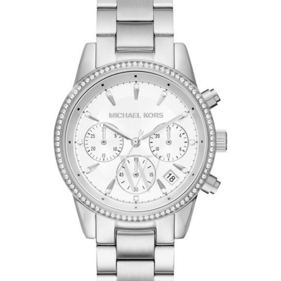 Michael Kors Accessories - Michael Kors Stainless Steel Watch w Rhinestones